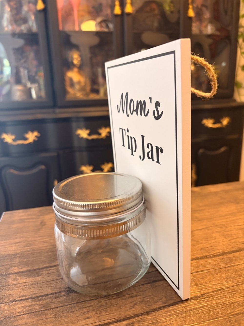 "Mom's Tip Jar" Hanging glass Jar - Picture 7 of 10